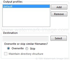 How to create the output profiles when using TSR Watermark Image
