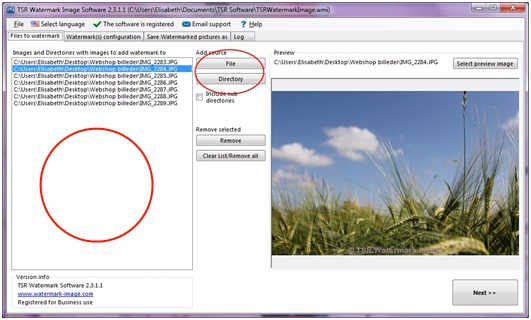 How to select files to add watermark too when using the TSR Watermark Image
