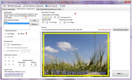 How to configure a text watermark in TSR Watermark Image